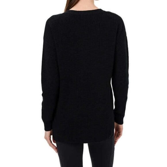 BOGO KERSH Merino Blend Jewel Neck waffle knit Sweater Classic Black XXL NWT - Picture 2 of 4